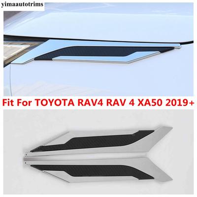 Front Head Light Lamp Eyebrow Leaf Board Decoration Cover Trim For For TOYOTA RAV4 RAV 4 XA50 - 2024 ABS Chrome Accessories