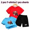Outdoor Street Motorcycle Rennwagen Muster Druck Nr. 93 Kinder T-Shirt und Shorts 2-teiliges Set Sommer Haus Freizeit Outfit Jungen und Mädchen Sport Set