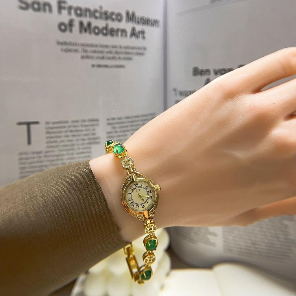Brand Luxury Ladies Watch New Jade Beads Bracelet Quartz Watches For Women Jewelry Clock Gold Silver
