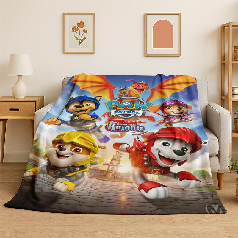 Cartoon P-Patrol Cute Dog Flannel Blanket Soft Warm Throw Blanket for Bedroom Living Room Bed Travel Camping Picnic Gift Kids