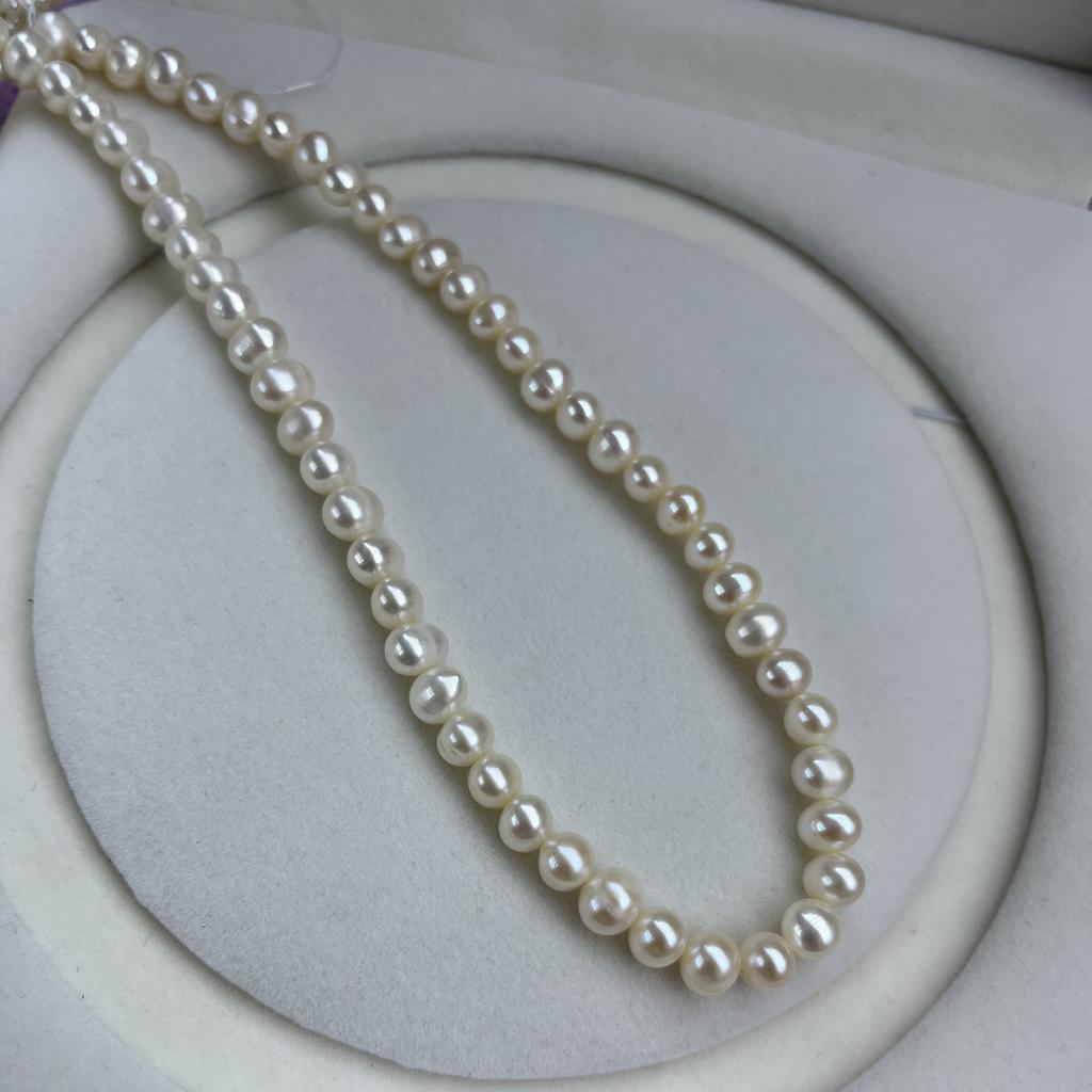 1String, Purple Pink White Natural Freshwater Pearls Beads for Jewelry Making DIY Crafts (Beads 7-8mm, Length 36cm)