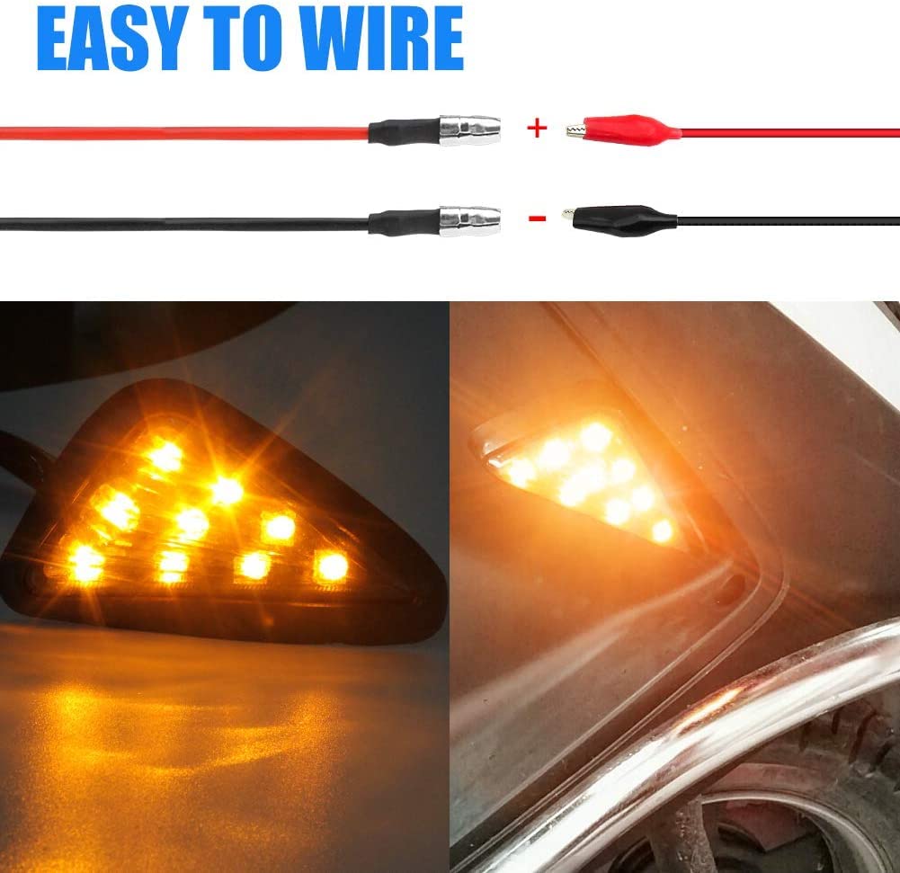 X-STYLE Motorcycle Turn Signal, LED, Yellow, Embedded Turn Signal Lamp, Marker, 9 LEDs 12