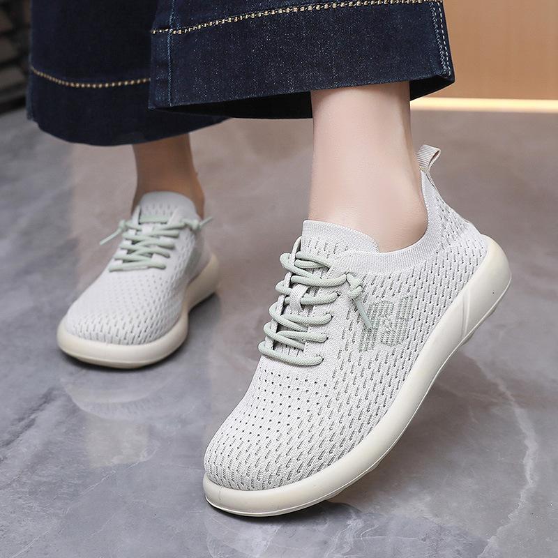 Shoes women's new casual, comfortable and lightweight women's single shoes fly-woven not tired feet breathable mesh flats