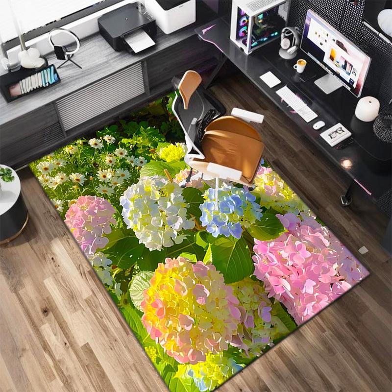 Elegant Pink Roses Garden Art Carpet Is Suitable For Living Room And Bedroom Doormats Office Balcony Decorative Carpet A5