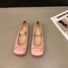 Flat pink ballet single shoes fairy shoes spring and autumn 2025 new summer satin silver Mary Jane shoes