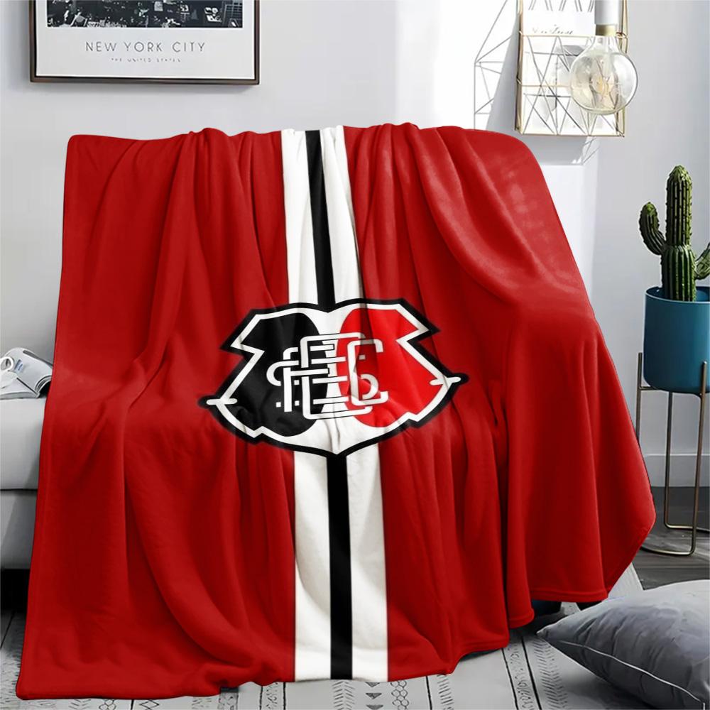 CRF Club Red White Black Vertical Stripe Logo Print Flannel Blanket Soft Warm Throw Blanket For Sofa Bed Couch Brazil Soccer Fan Home Decor Gift