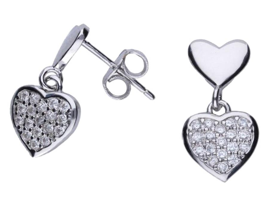 Silver Earrings with Opal and Cubic Zirconia Small Hanging Studs for Girls