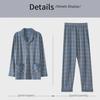 Men's 100% Cotton Long-Sleeve Pajama Set, Plus Size, Cardigan Style for Spring, Autumn, and Summer.