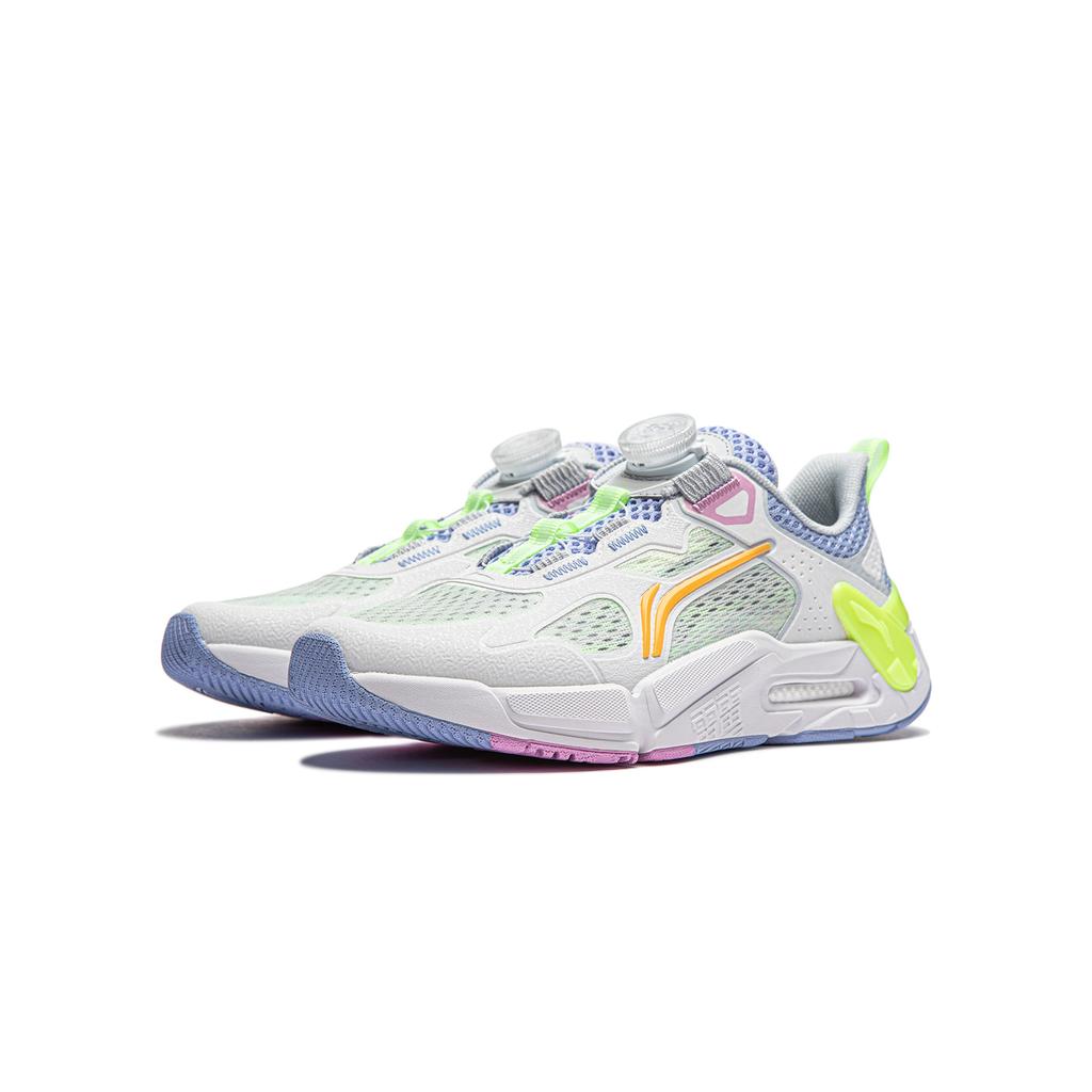 Li Ning Lightweight High Resilience Quick Easy On Off Casual Shoes Kids Shoes Standard-White Snow-Purple YKCU044-2
