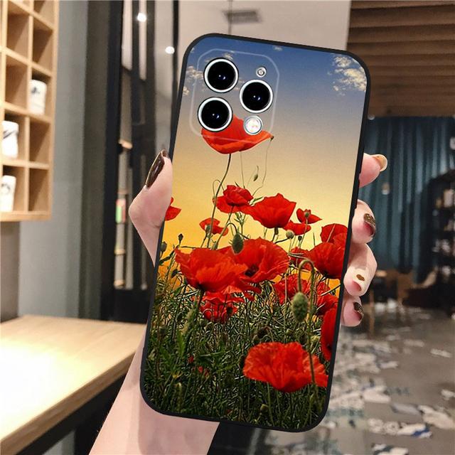 Phone Case For Iphone 14 Pro Max 13 12 11 Pro Max Xs Xr X 12mini 14 Plus Se Poppies Poppy Flower Case Funda