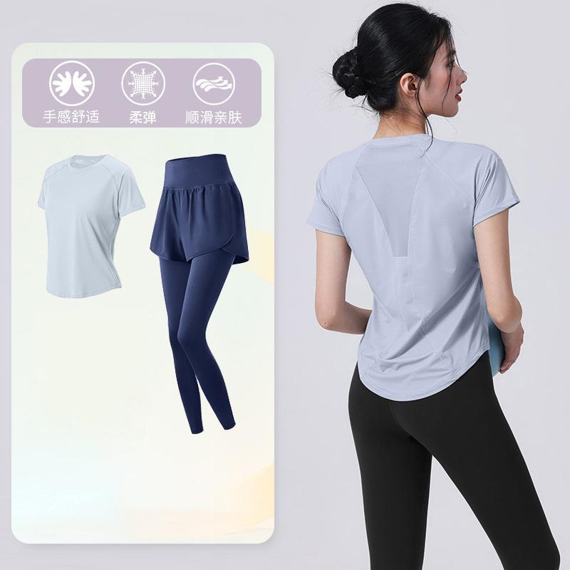 Tennis suit women's short-sleeved training clothes outdoor running quick-drying clothes thin badminton T-shirt fitness clothes