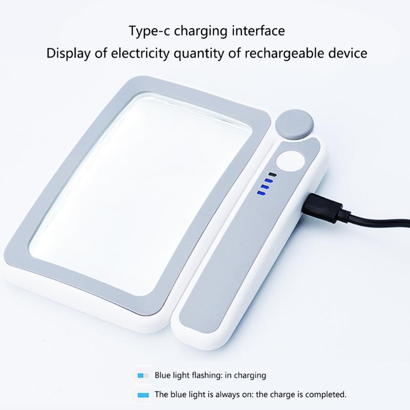 Magnifying Glass with Light, 4Times Handhelds Large Magnifying Glass 10 LED Illuminated Light Magnifier for Reading