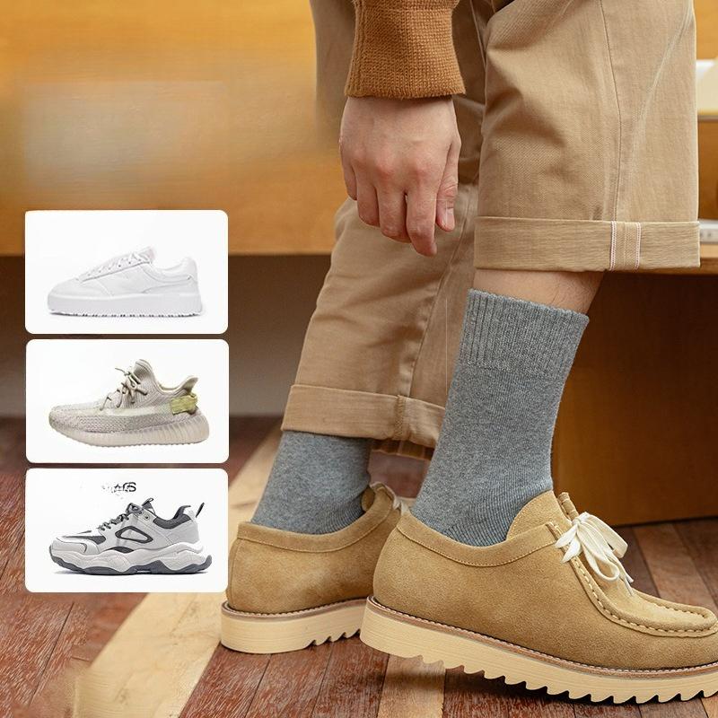 Thickened Loop Men's Mid-calf Socks, Warm Towels, Autumn and Winter Socks with Fleece, Black Business Long Socks