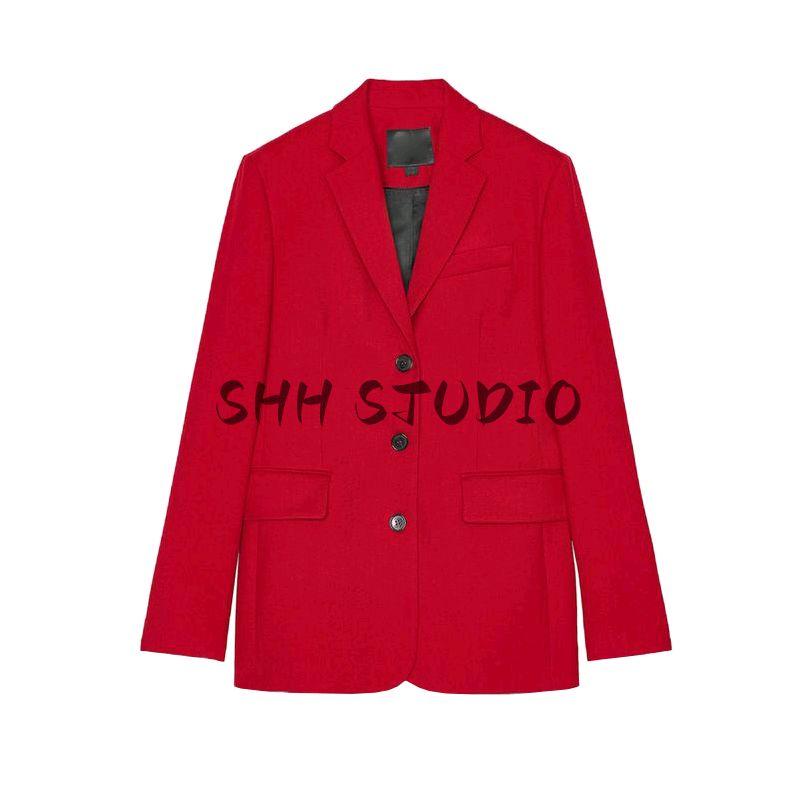 Strap High Waist Elegant Casual Trousers 2550677 Straight Cut Long sleeve Lapel Blazers 2555677