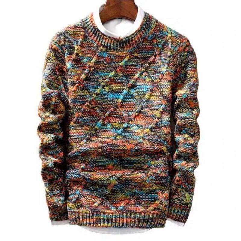 Autumn new men's thickened sweater men's inner men's knitted sweater long-sleeved crew neck top jacket