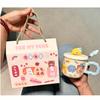 High-value Ceramic Cup with Lid and Spoon, Cute Water Cup, Female Mug, Home Office Coffee, Breakfast Cup