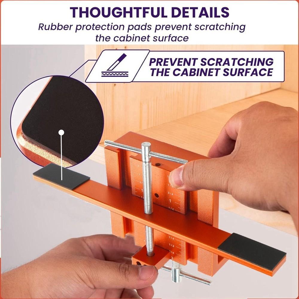 Cabinet Door Mounting Jig Aluminum Alloy Body Duty Tool for Face Frame or Frameless Cabinets Support Arm and Clamp Integrated