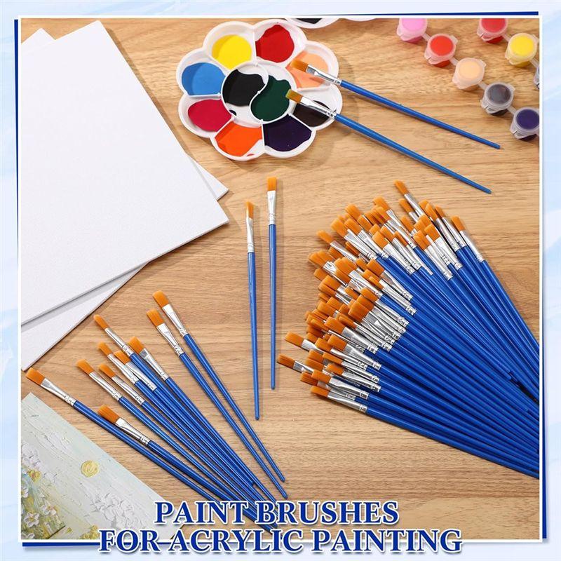 C-Convenient-500Pcs Flat Paint Brushes Bulk For Classroom Crafts Acrylic Oil Painting Watercolor Painting Canvas Face Painting