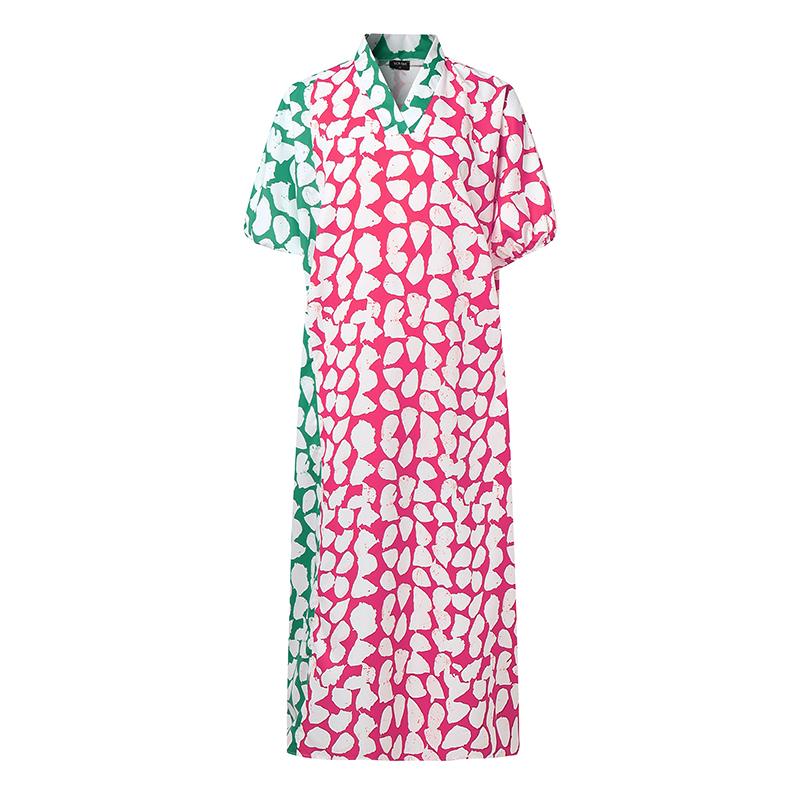 

Женское свободное платье с коротким рукавом и геометрическим принтом в стиле пэчворк, повседневное длинное платье макси 5XL темно-розовый