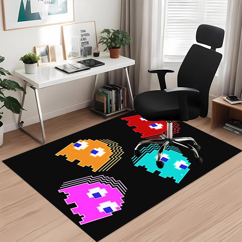 Pac-Man Printed Carpet, for Office Chair Living Room Bedroom Kitchen Room Decor Gifts.