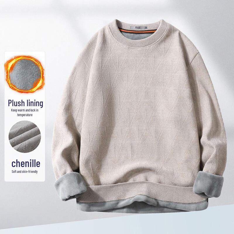 SNOWFLYING Men s Fleece-Lined Chenille Pullover Sweater M