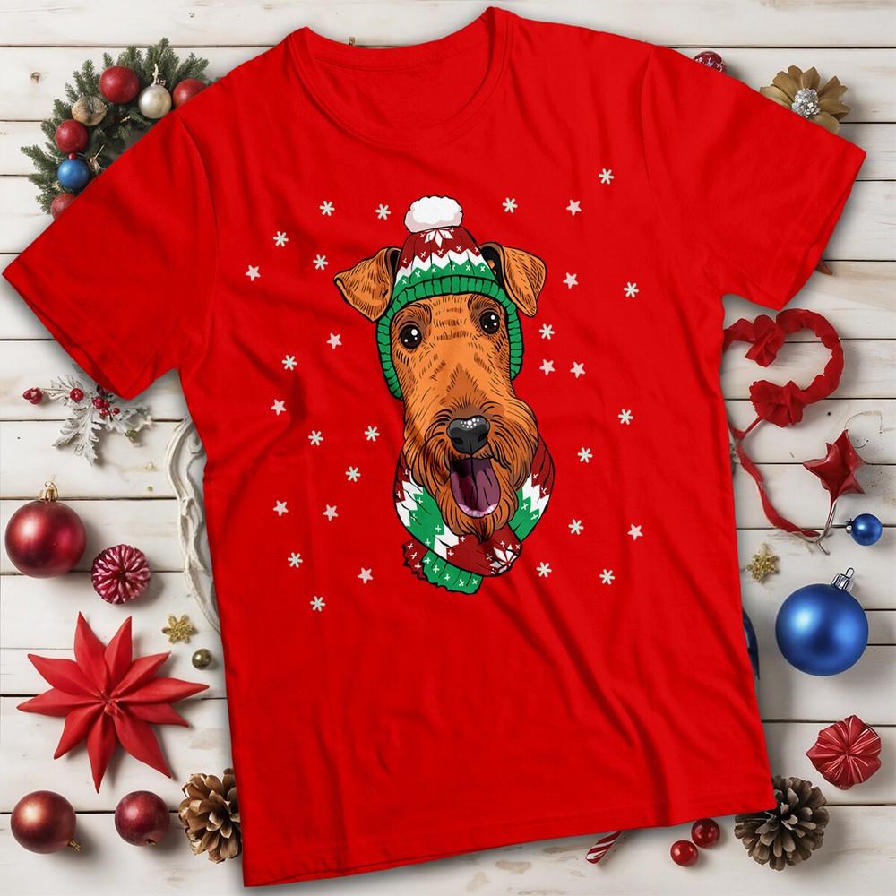 Airedale Christmas Tshirt Terrier Unisexs and Unisexs Tee MC S