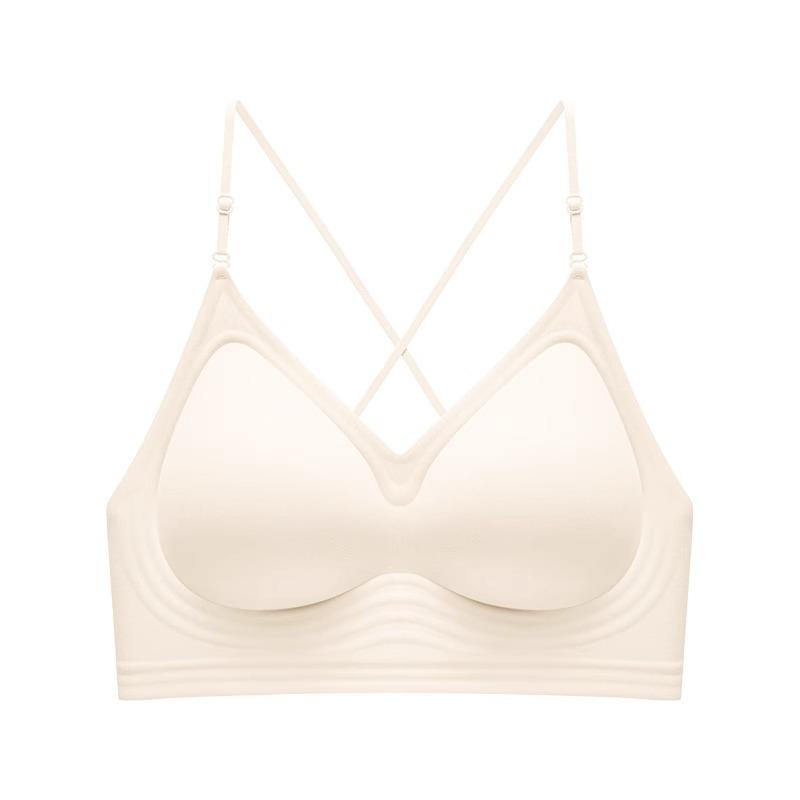 Seamless Invisible Gathered Backless Halter Push Up Bra For Women S
