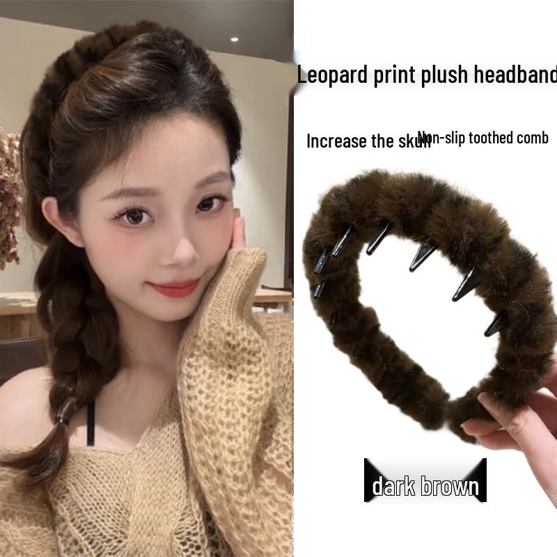 Women s Plush Leopard Print Headband 1 Piece
