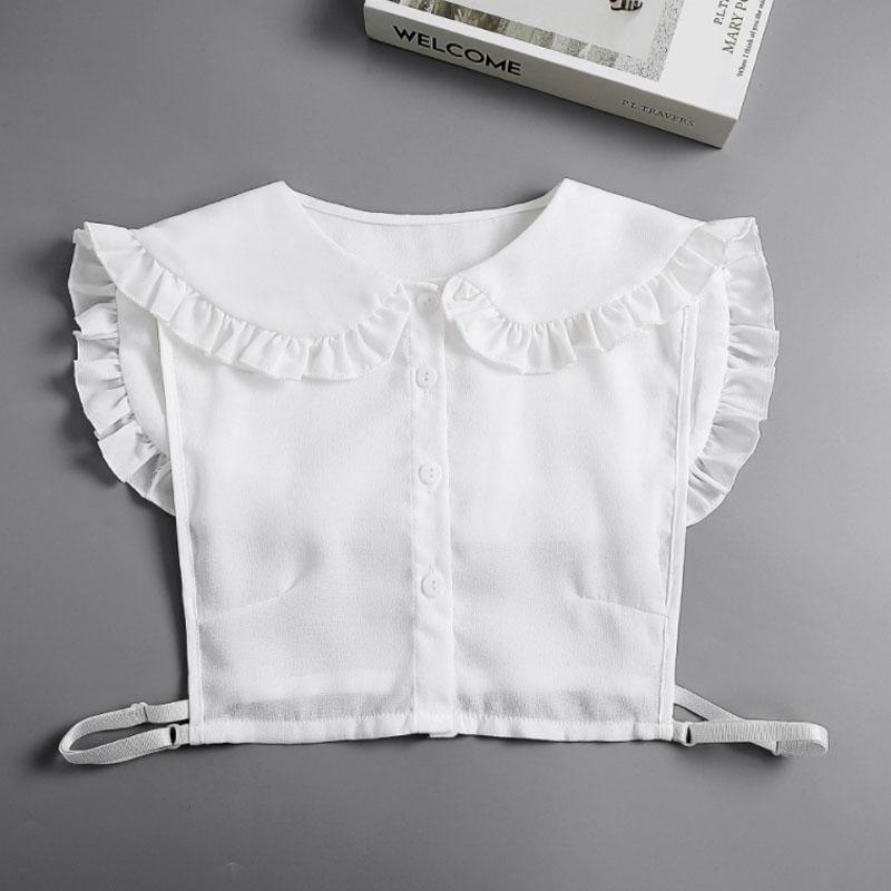 White Lapel Fake Collar Neck Decorative Chiffon Cotton Chocker Women Detachable False Collar Shirt Doll Lace Ladies Half Shirt