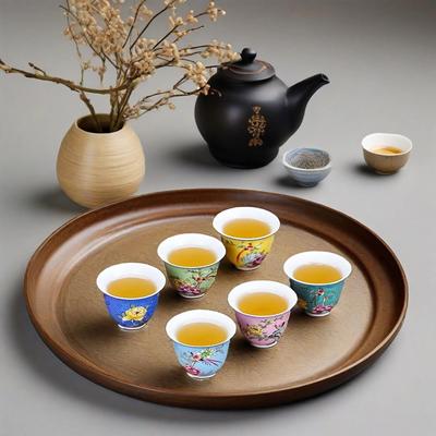 6-teiliges Teeset im chinesischen Stil, Geschenkbox mit Reliefdesign mit Blumen- und Vogelmuster, ein gutes Geschenk oder für den Hausgebrauch