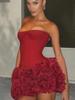 2024 Floral European & American Sweet and Spicy Tube Top Irregular Short Dress for Summer & Autumn