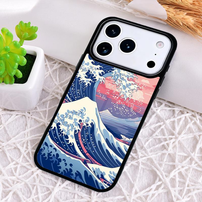 

Japanese Wave Art soft Phone Case for iPhone 17 Air 16 15 11 12 14 13 Pro Max Shockproof Cover iPhone 12 Pro Max