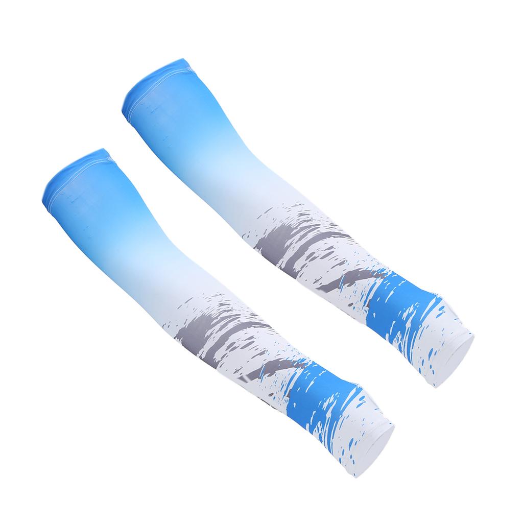 1 Pair Ice Silk Sves UV Sun   Lengthen Thin Brthable Quick Drying Cooling Arm Sves for   Sports