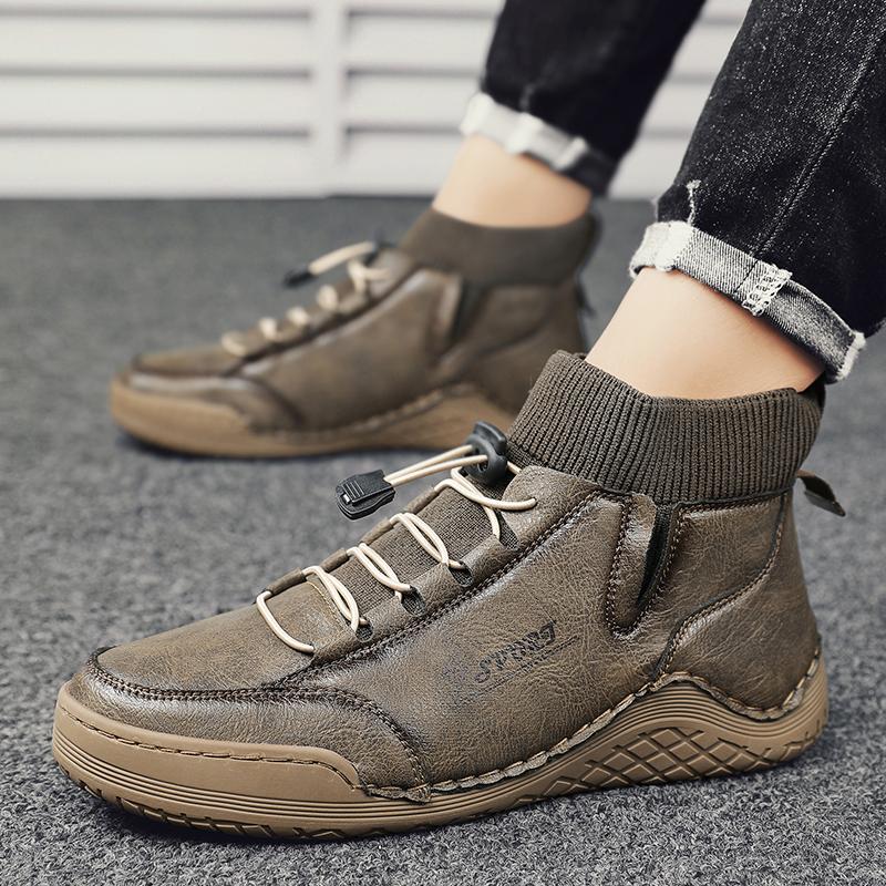 

Мужские дизайнерские кожаные туфли для отдыха на открытом воздухе, ручная работа, роскошные повседневные мокасины, модные высокие удобные мужские туфли 10 коричневый