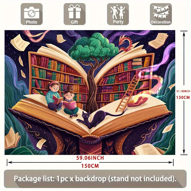 2D plane, huge book background fabric, home decoration, room decoration, party background decoration, polyester fiber