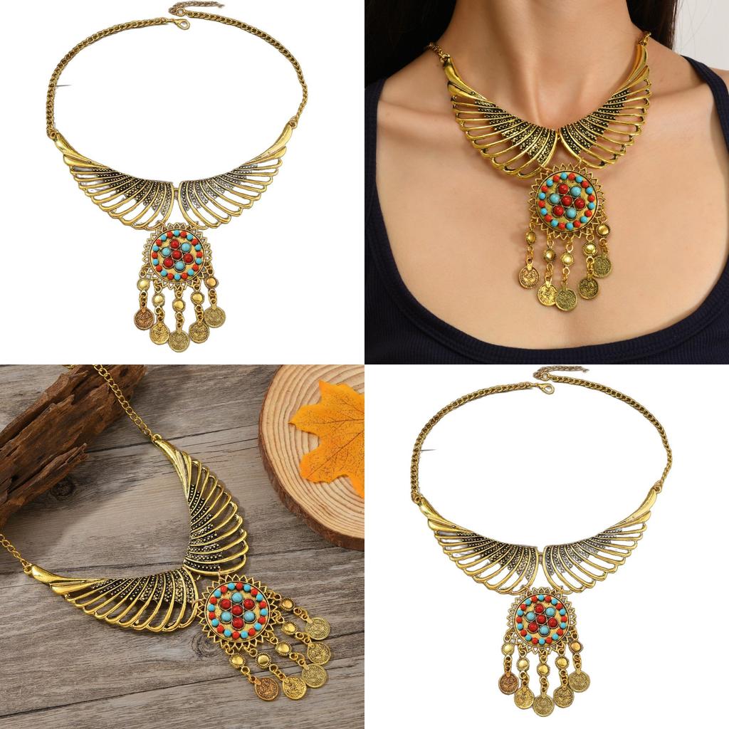 Retro Boho Chic Angel Wing Necklace With Alloy Pendant And Multilayer Chain For Unisex Style
