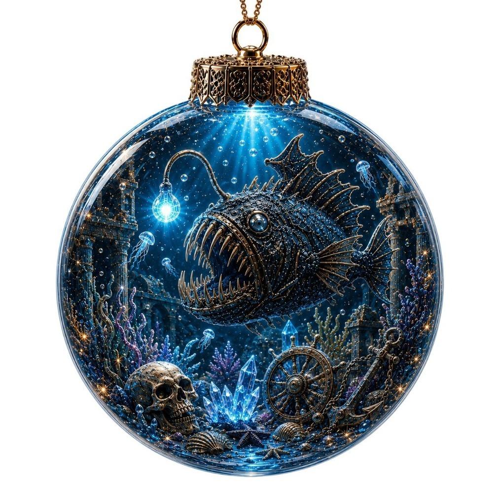 Skeleton Design Luminous Crystal Ball Pendant Christmas Ball Ornament Festival Atmosphere