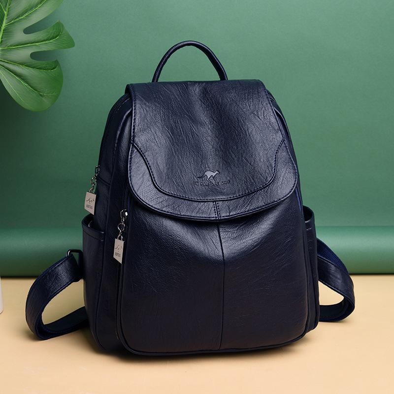 Schultasche Echter Leder Rucksack Damen 1011 Sommer Neue Mode Vielseitig Weiches Leder Rindsleder Texturiert Große Kapazität Reise Tasche