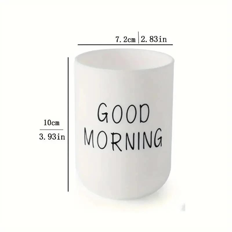 1pc Slogan Graphic Mouthwash Cup, Simple Couple Toothbrush Cup, Plastic Gargle Cup, Bathroom Tumbler, Bathroom Accesso