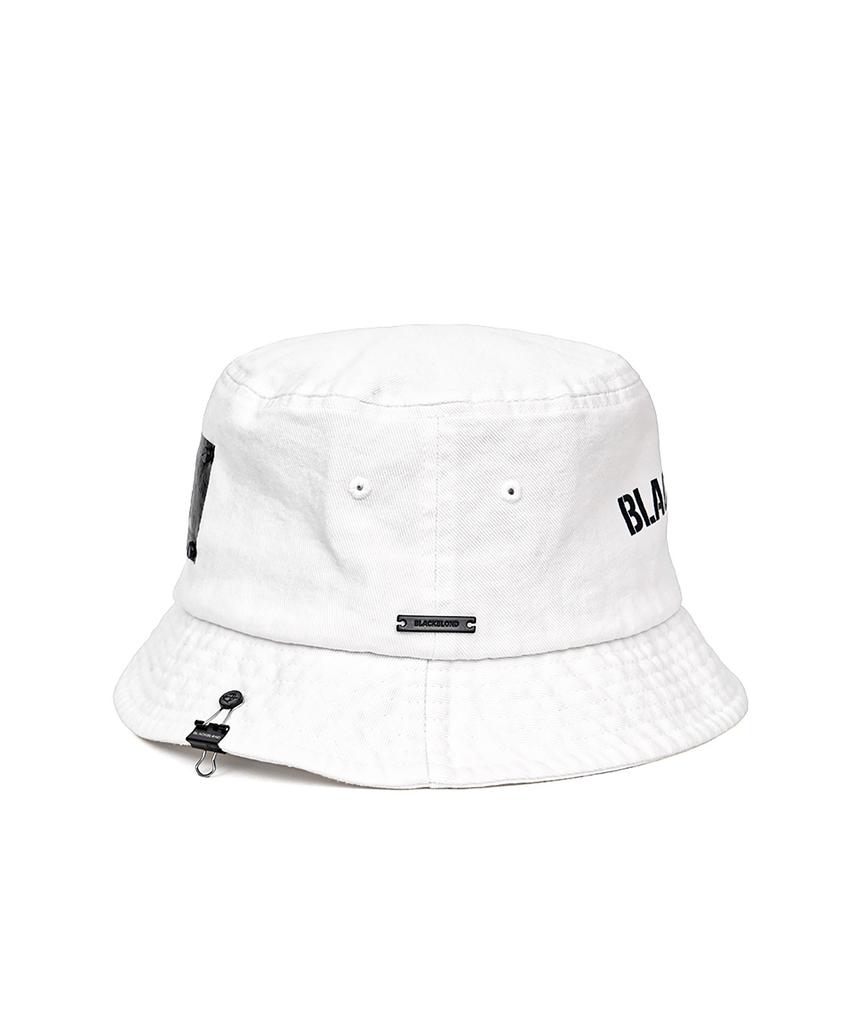 BLACKBLOND Vividi Trapped Smile Denim Bucket Hat (White)