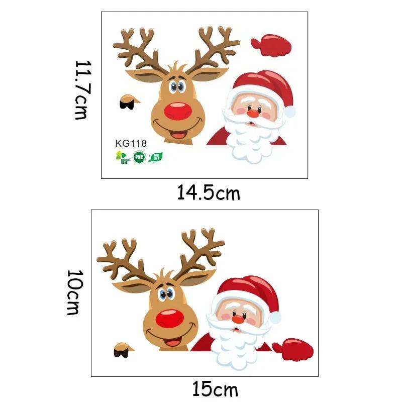 Neujahr Weihnachten Selbstklebende Aufkleber PVC Weihnachten Schalter Fenster Dekorative Aufkleber Abnehmbar Weihnachtsmann Elch Muster Neujahrsdeko