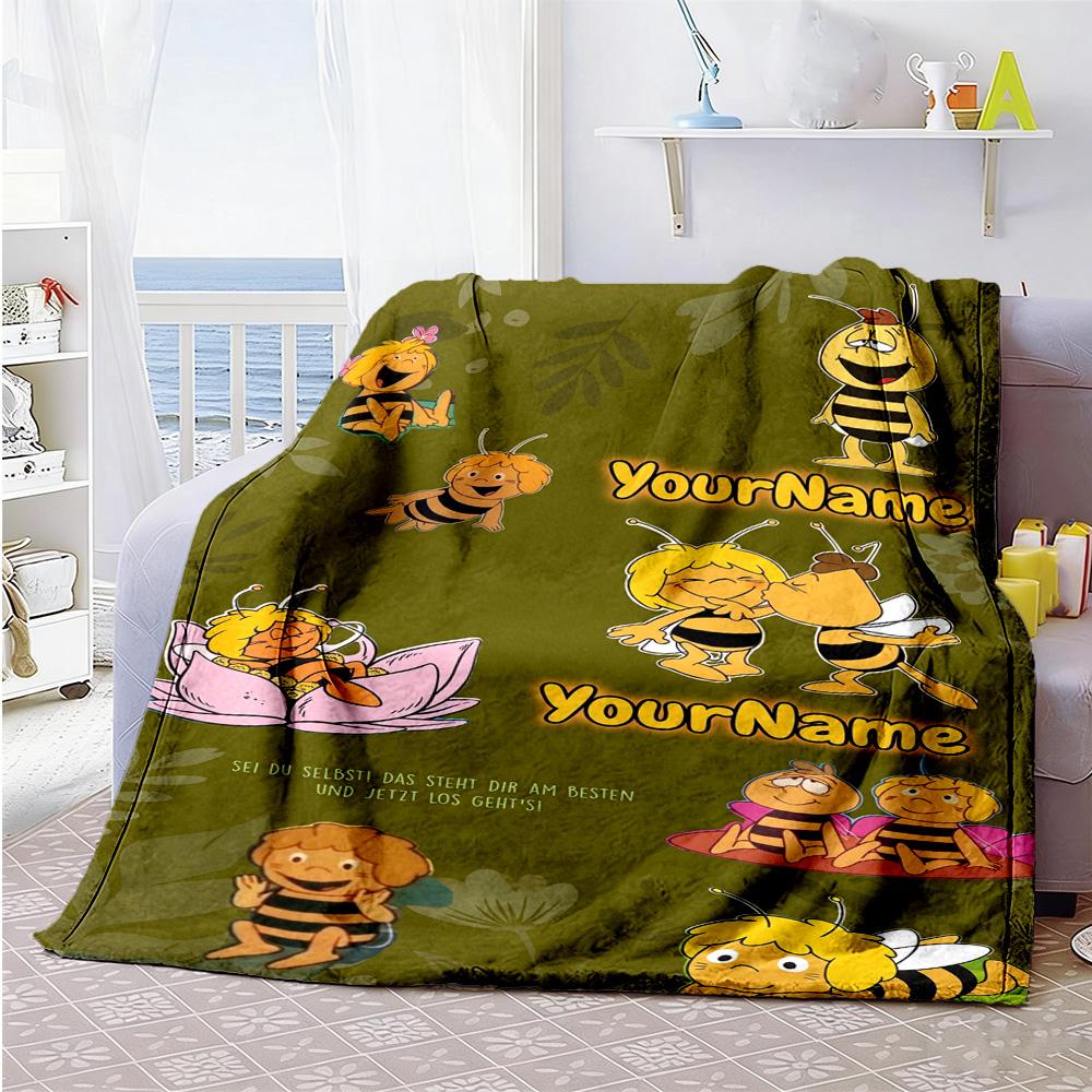 Biene Maja Customize Text Blanket Throw Personalized Blanket Soft & Cozy for Picnics Home Decor Office Chair Seaside Four Seasons Universal