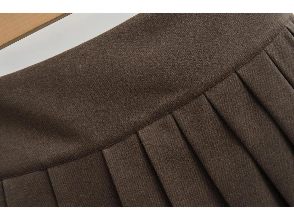 MIU Style Academy Mini sukně z vlněné směsi s plisováním a vysokým pasem pro ženy - Podzim/Zima