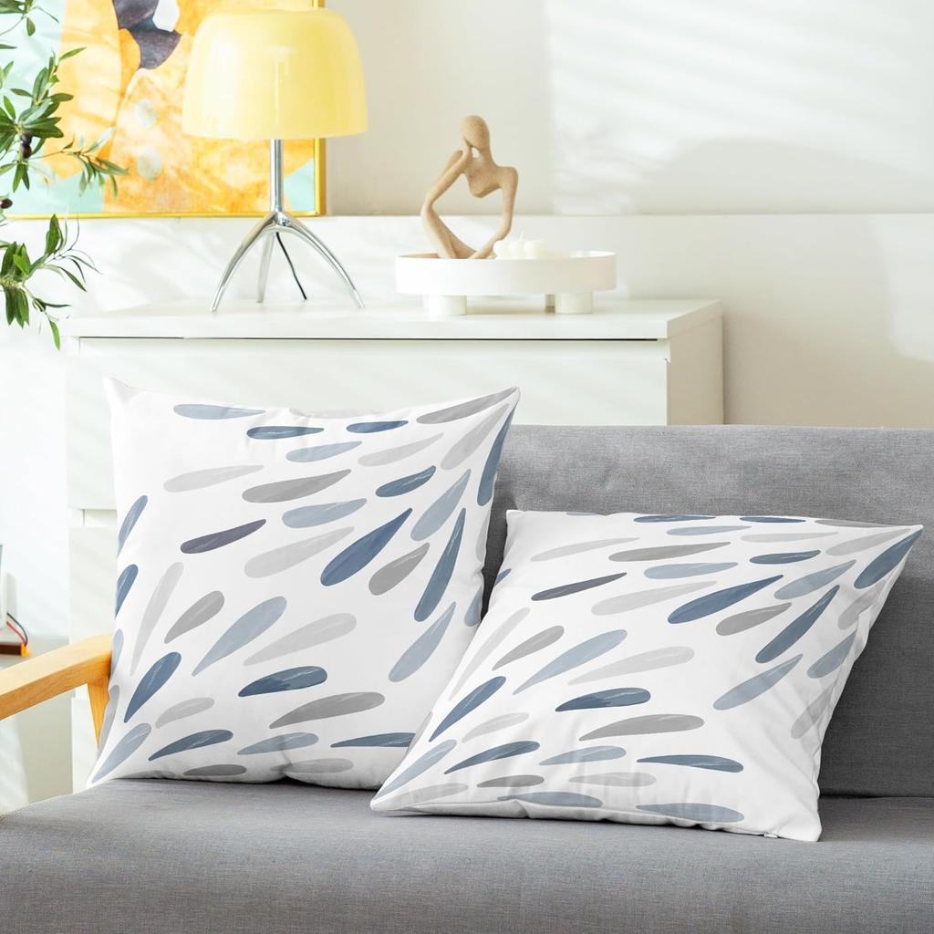 CaliTime Throw Pillow Cases Pack of 2 Cozy Fleece Two-Tone Abstract Symmetrical Raindrop Decorative Cushion Covers for Couch Bed Sofa Farmhouse
