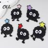 Glue Backing Patch 6 Pcs Cartoon Embroidered Patches, Iron on Sew Decorative Appliques, Customizable Embroidery Cute Black Ball Patches for