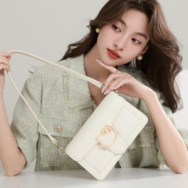 New Sanrio MESUCA/Mesuka Hello Kitty Synthetic Leather Shoulder Bag, Crossbody Bag, Small Square Bag Women's HHF24980