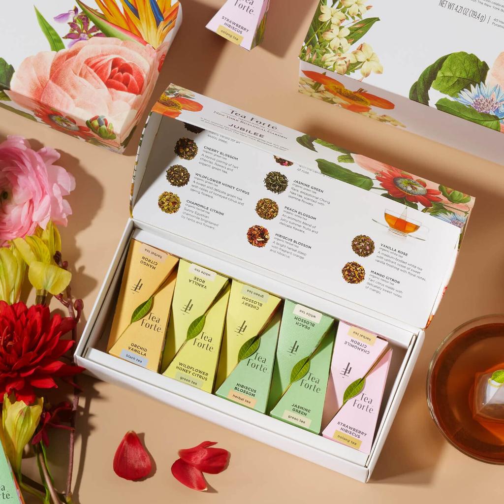 Tea Forte JUBILEE SINGLE 10 Tea Bags Tea Artwork Stylish Tea Assortment Gift 10 Types (Jubilee Single)