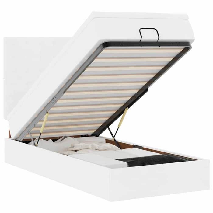 Lit ottoman - Maison Exclusive - 100x200 cm - Similicuir blanc - Rangement sous le lit