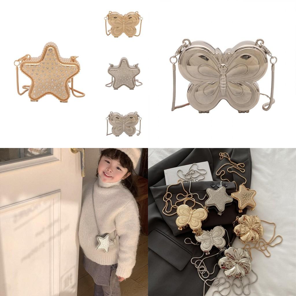 Stylish Mini Coin Purse Adorable Star Shape Chain Shoulder Bag For Kids In Chic Gold And Silver