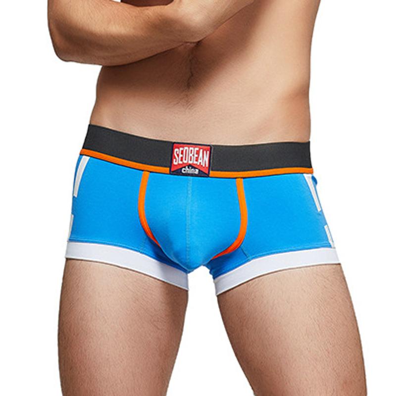 Men's Fashion Color Block Boxer Briefs Sexy Low Waist Male Boxer Shorts Comfor Breath Printed Underwear